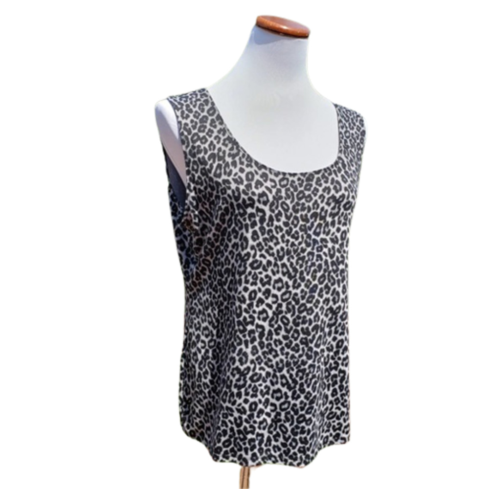 Tank Leopard Stretch Sz L Animal Print CHARTER CLUB